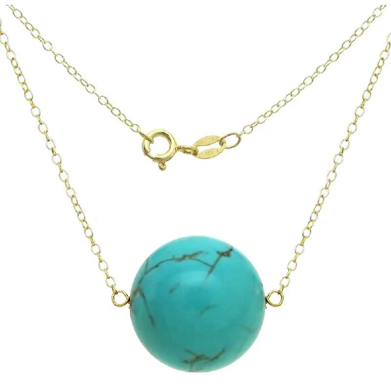 DaVonna 18k Yellow Gold over Sterling Silver Chain Necklace with 18mm Howlite Pendant, 18.5"