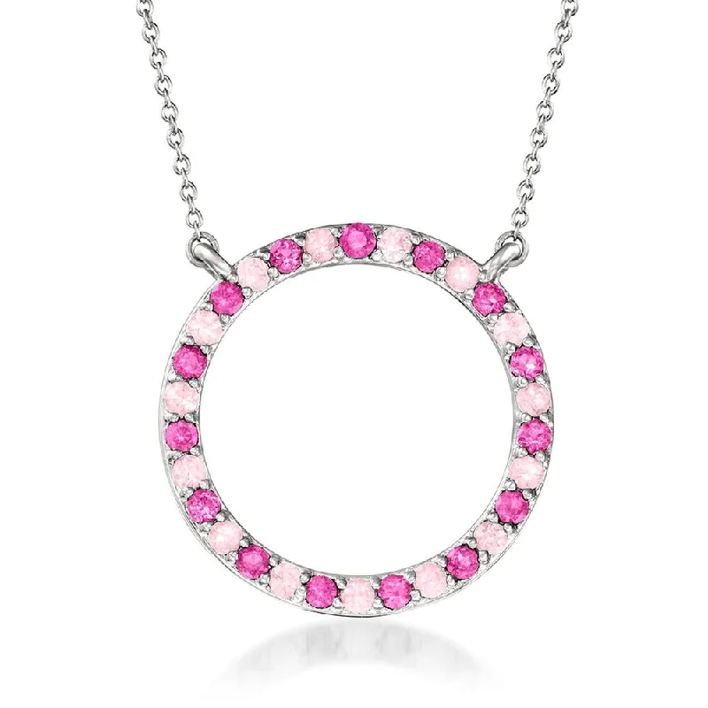 925 Sterling Silver Pink Sapphire Gemstone Silver Necklaces