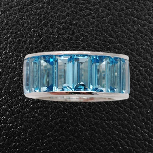 Emerald cut Blue Topaz Ring