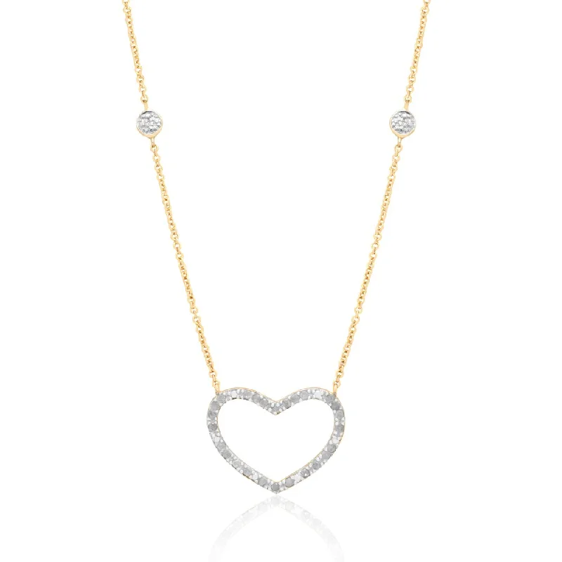 Finesque 14k Gold Overlay 1/4ct TDW Diamond Heart Necklace (I-J, I2-I3)