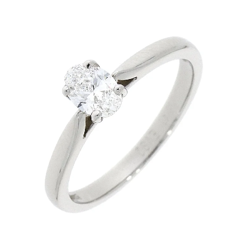 Platinum solitaire cushion cut diamond 4 claw ring