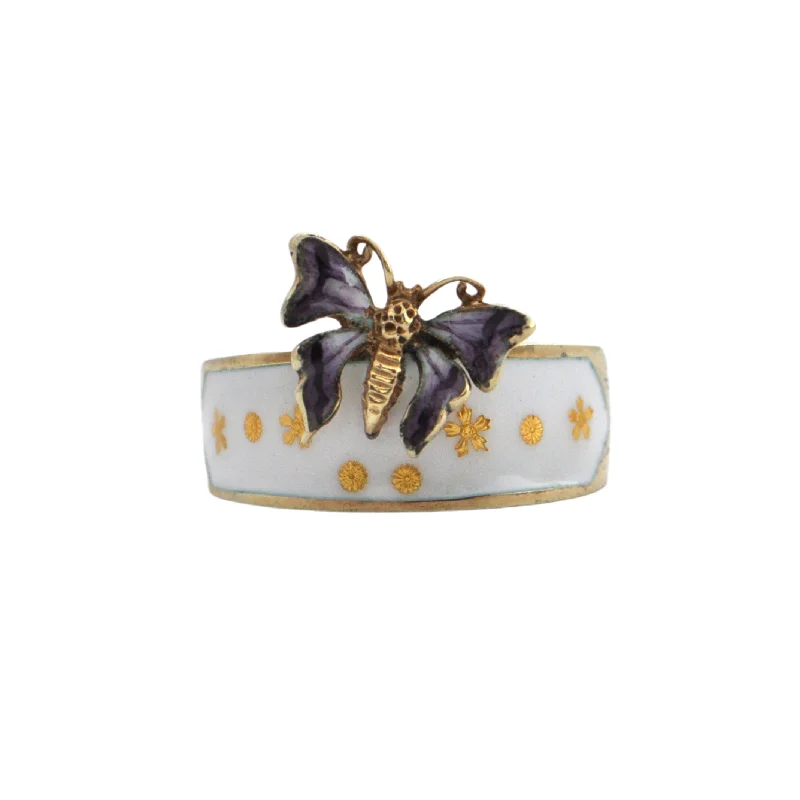 Vintage 14k Gold and Enamel Butterfly Ring