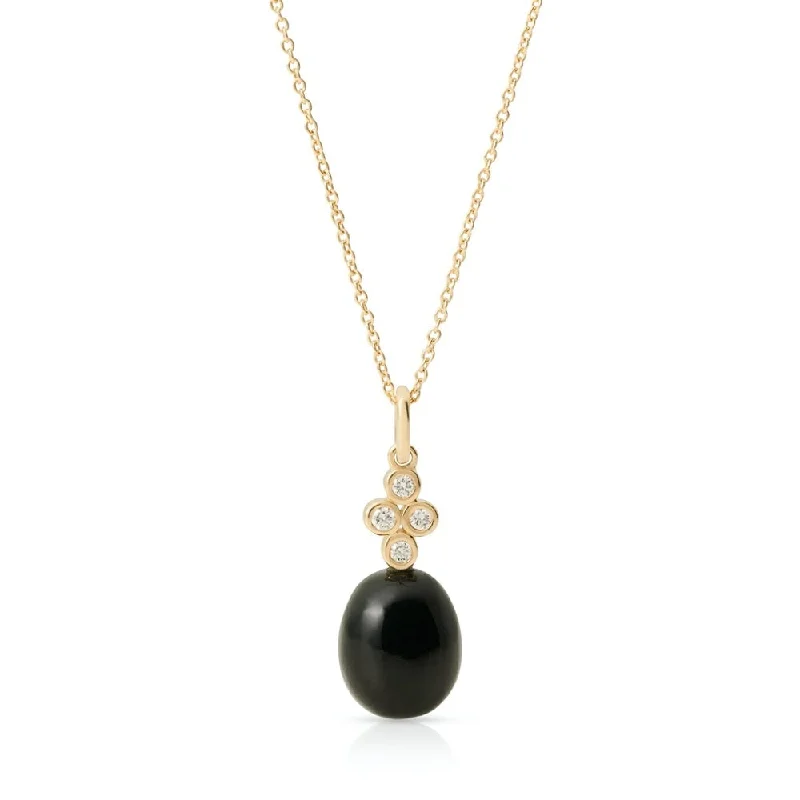 Black Jade & Diamond Pendant Necklace