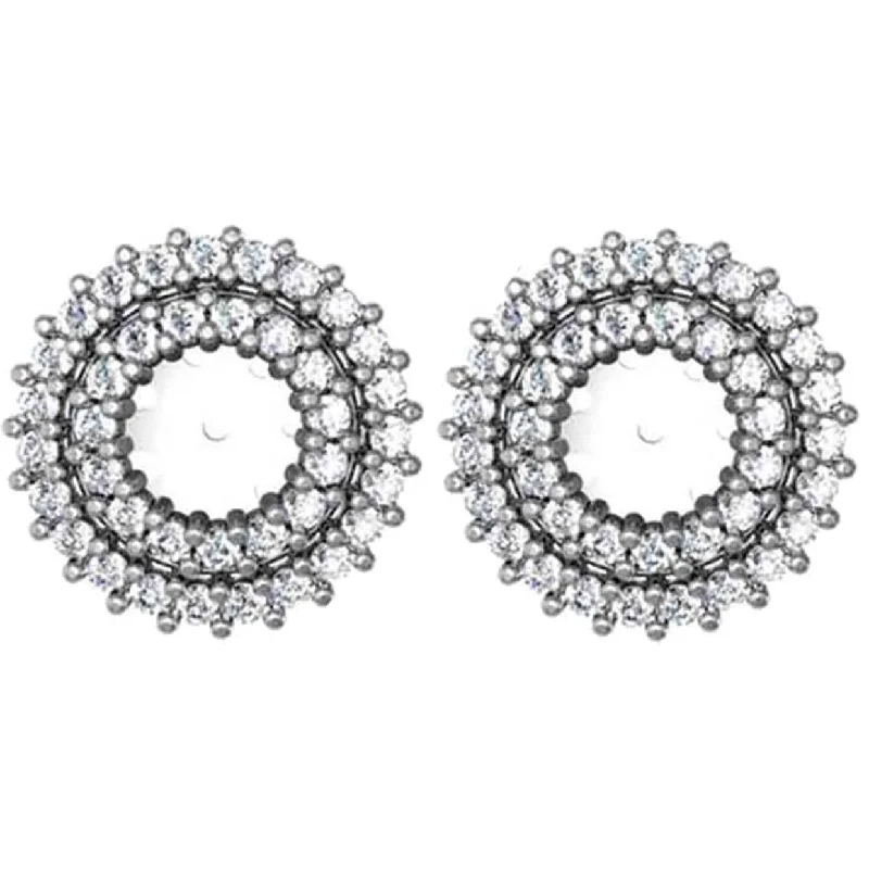 7/8ct Diamond Earring Studs Double Halo Jackets White Gold (5-5.5mm)