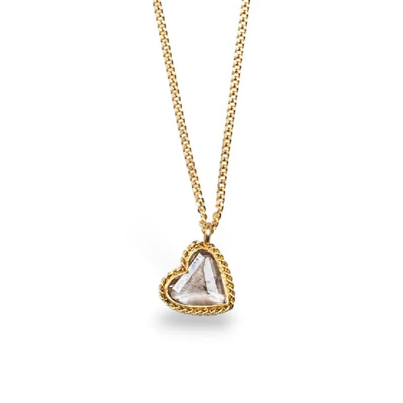 Bezel-Set Diamond Heart Pendant Necklace