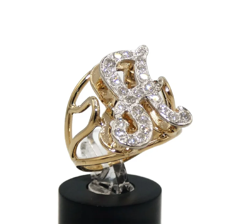 14K Gold Diamond "A" Ring