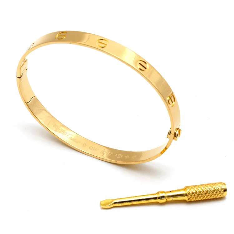 Real Gold Solid Screw Bangle GZJCTBLZ0209 - (SIZE 16) BA1557