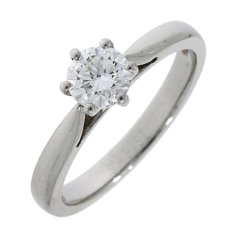 Platinum round brilliant cut Diamond solitaire 6-claw set ring