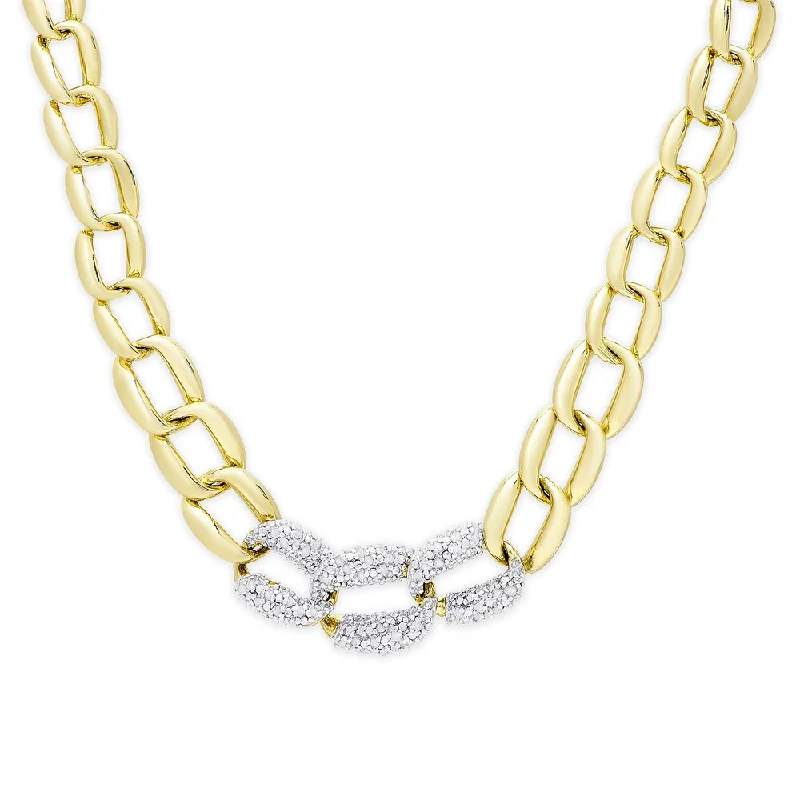 Finesque Gold Overlay 1/2 ct TDW Diamond Cable Design Necklace