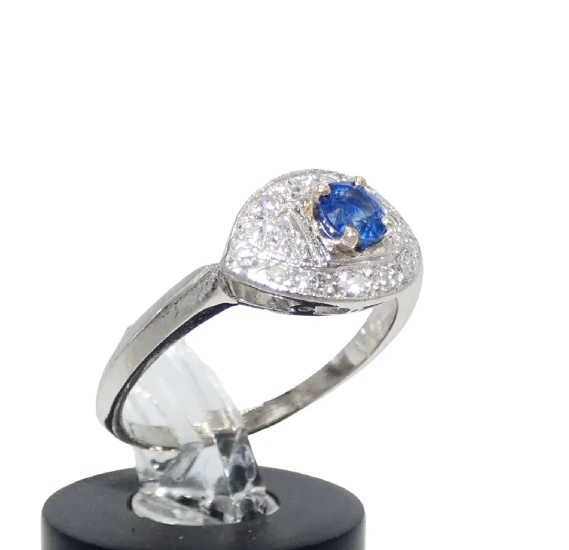 Platinum Diamond & Sapphire Ring