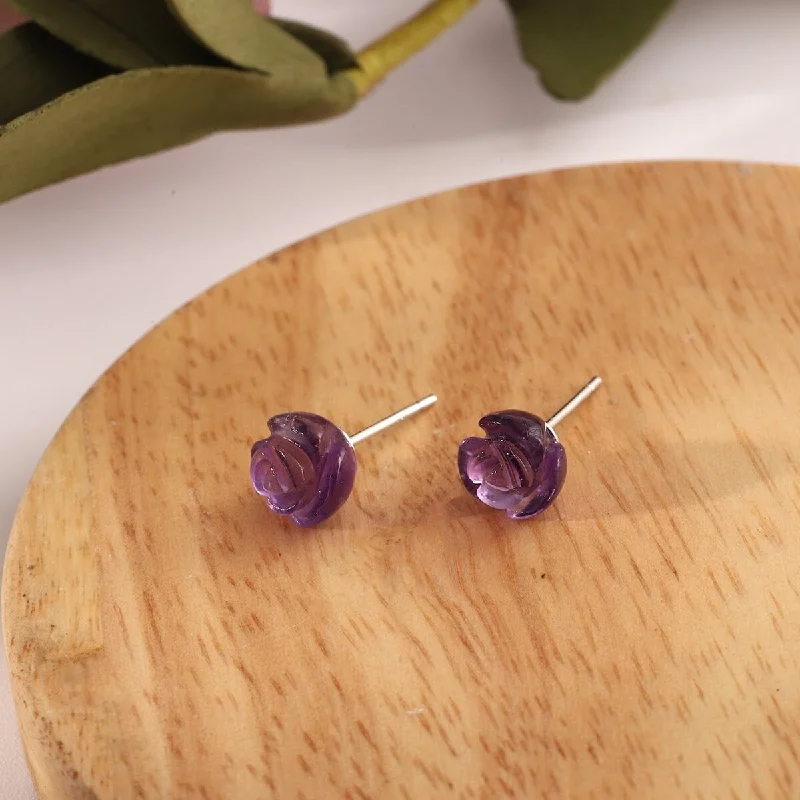 Sterling Silver Amethyst Flower Earring