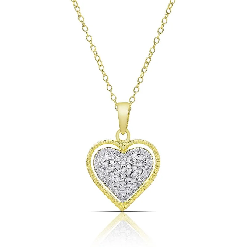 Finesque Gold over Sterling Silver 1/4ct TW Diamond Heart Necklace (I-J, I2-I3)