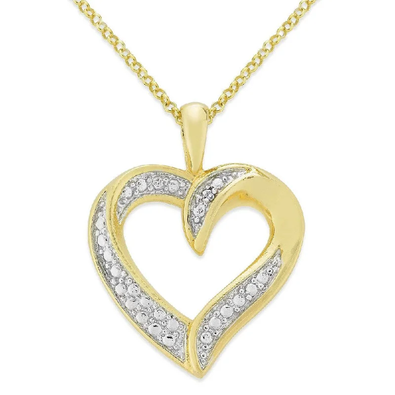 Finesque Overlay Diamond Accent Heart Necklace