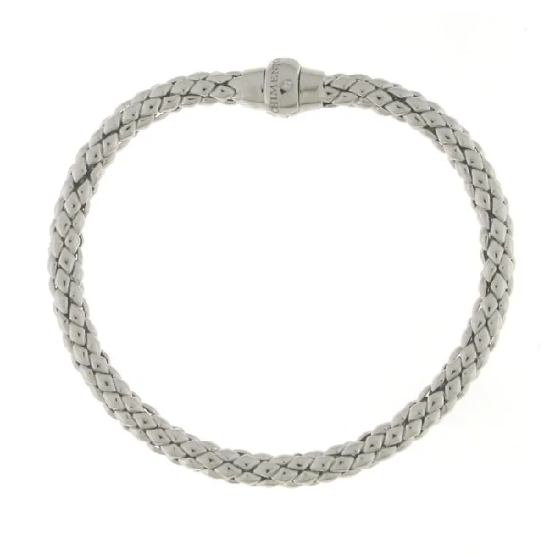 18ct White Gold Stretch Classic Bangle with Diamond Set Clasp