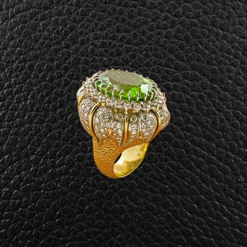 Peridot & Diamond Ring