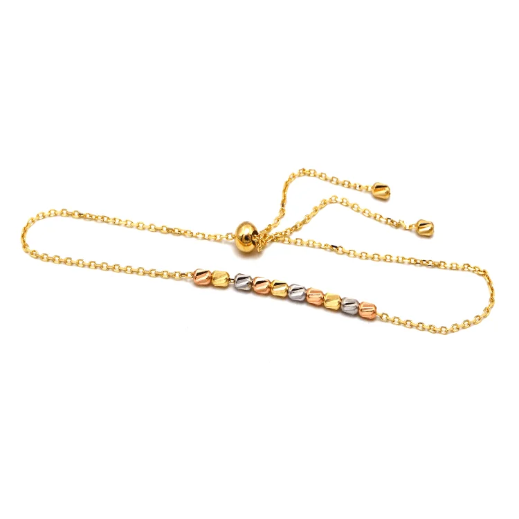 Real Gold Luxury 3-Color Beads Adjustable Chain Bracelet - Model 9815 BR1672