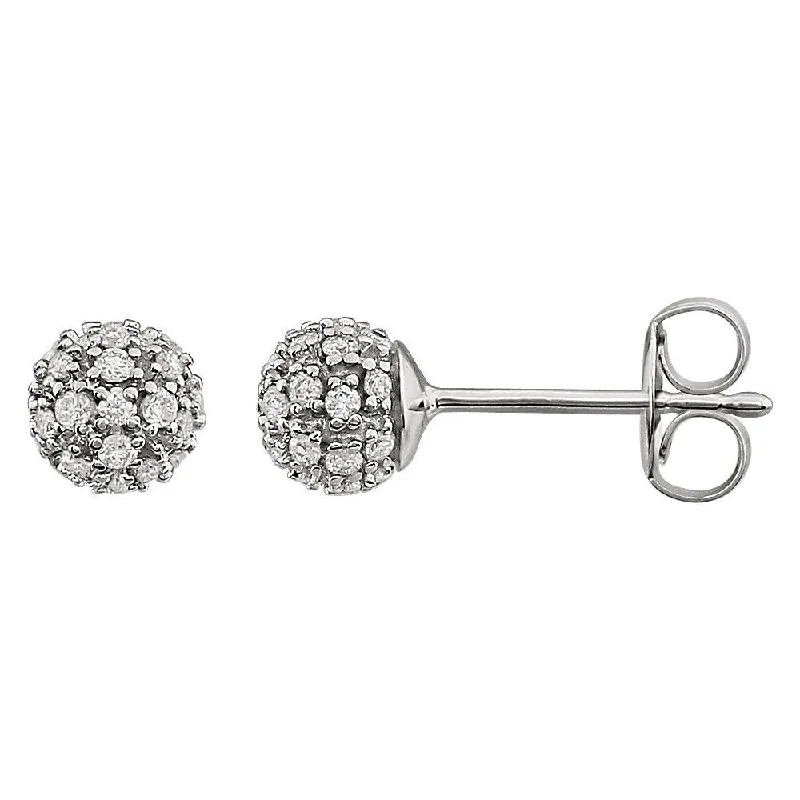 14k White Gold 1/4 CTW Diamond Cluster Stud Earring for Women