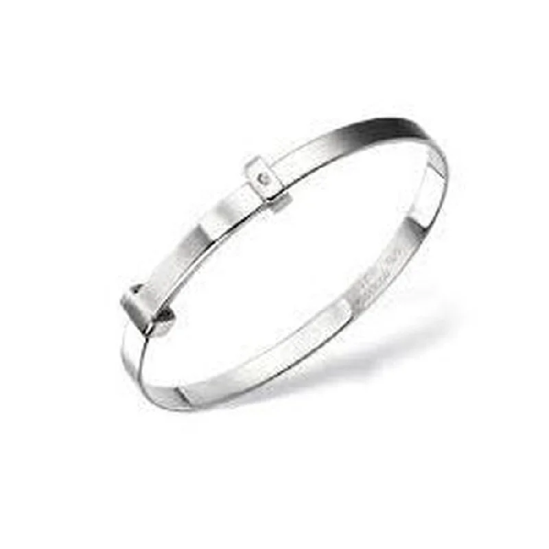 Silver Diamond Set Blank Baby Bangle