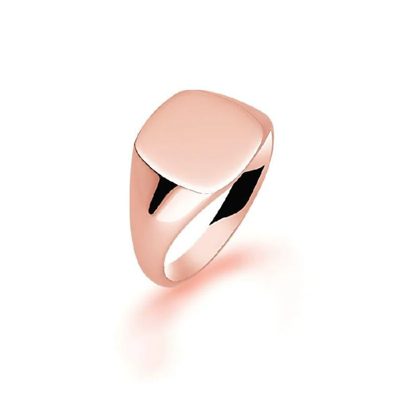 9ct Rose Gold 13mm x 12mm Cushion Shaped Signet Ring