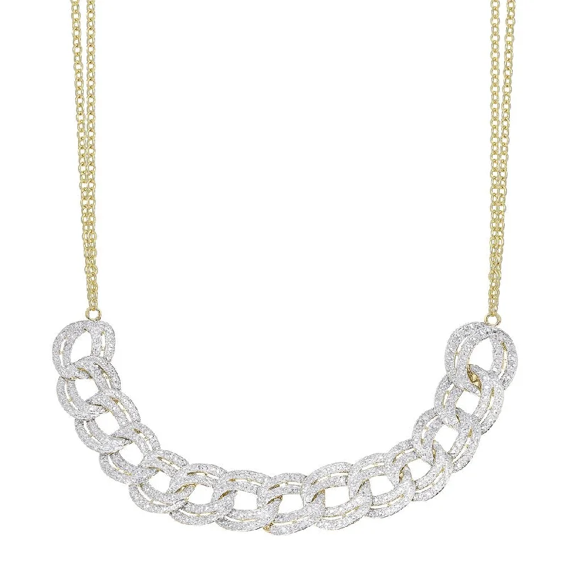 Finesque Gold or Silver Overlay 1 Ct TDW Diamond Link Necklace