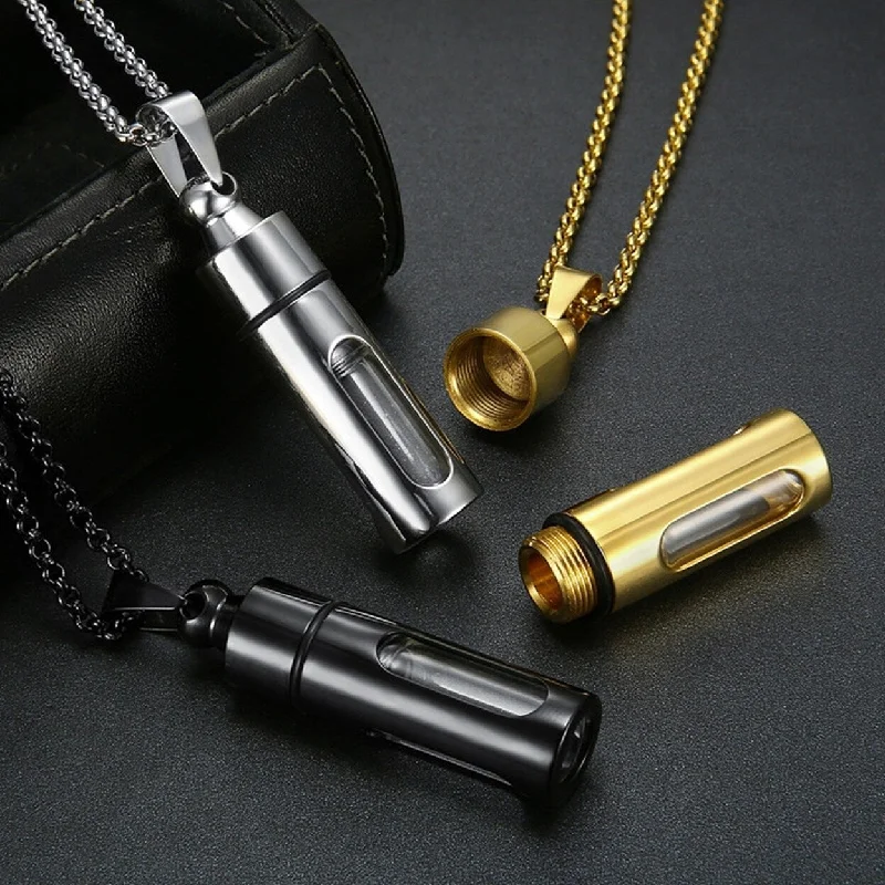 Unisex Necklace Perfume Bottle Openable Stainless Steel Ins Style Electroplating Necklace Fashion Jewelry - no