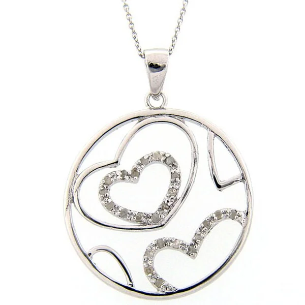 Finesque Sterling Silver 1/4ct TDW Diamond Heart Necklace (J-K, I3)