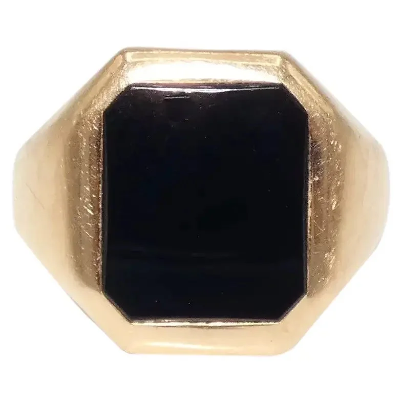 14K Gold Onyx 1940's Ring