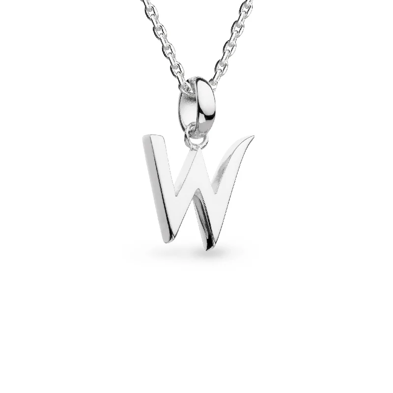 Silver Signature Skript Capital W Necklace