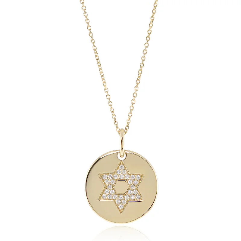 Diamond Star of David Round Pendant Necklace