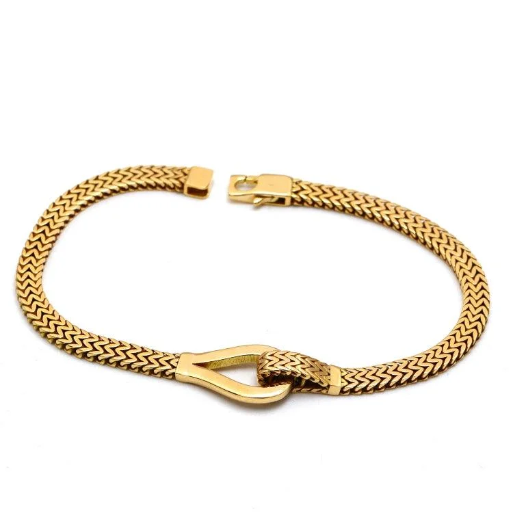 Real Gold Unisex Belt Chain Bracelet with Box Clasp Lock (19 cm) - Model 0268 BR1724