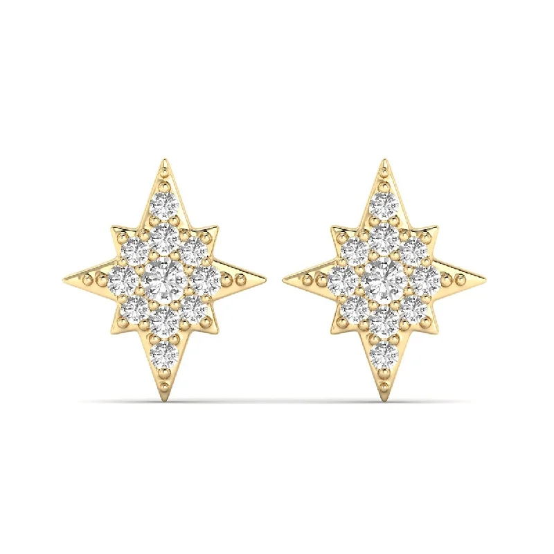 Marquee Star Diamond Earring in 14K Yellow Gold