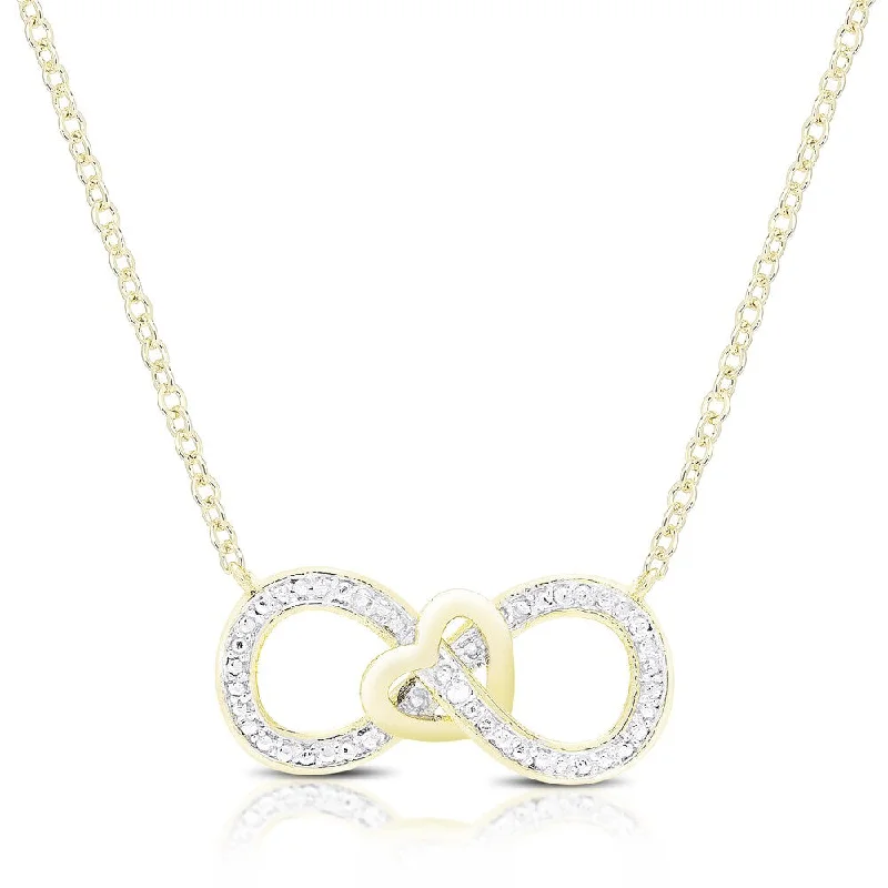 Finesque Gold Overlay Diamond Accent Infinity Heart Necklace