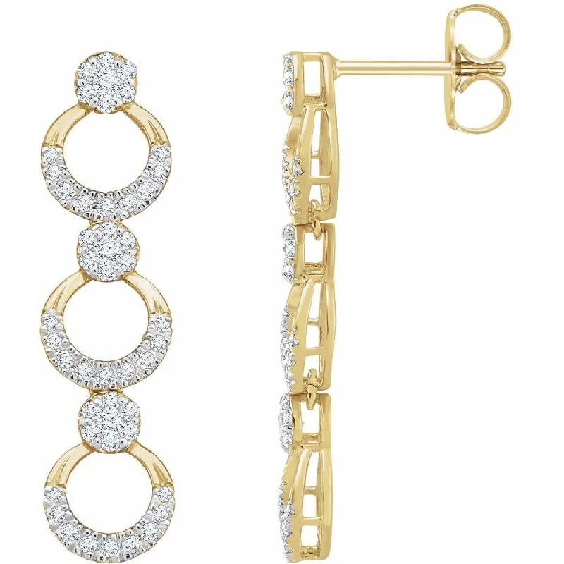 14k Yellow Gold 1/2 CTW Diamond Geometric Dangle Earring for Women