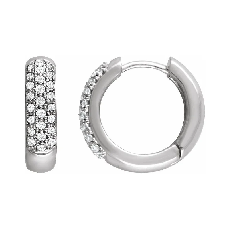 14K White Gold 1/3 CTW Diamond Hoop Earring for Women