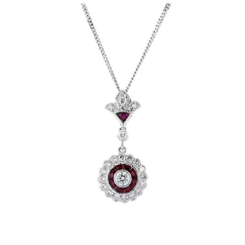 18ct White Gold Ruby & Diamond Set Pendant