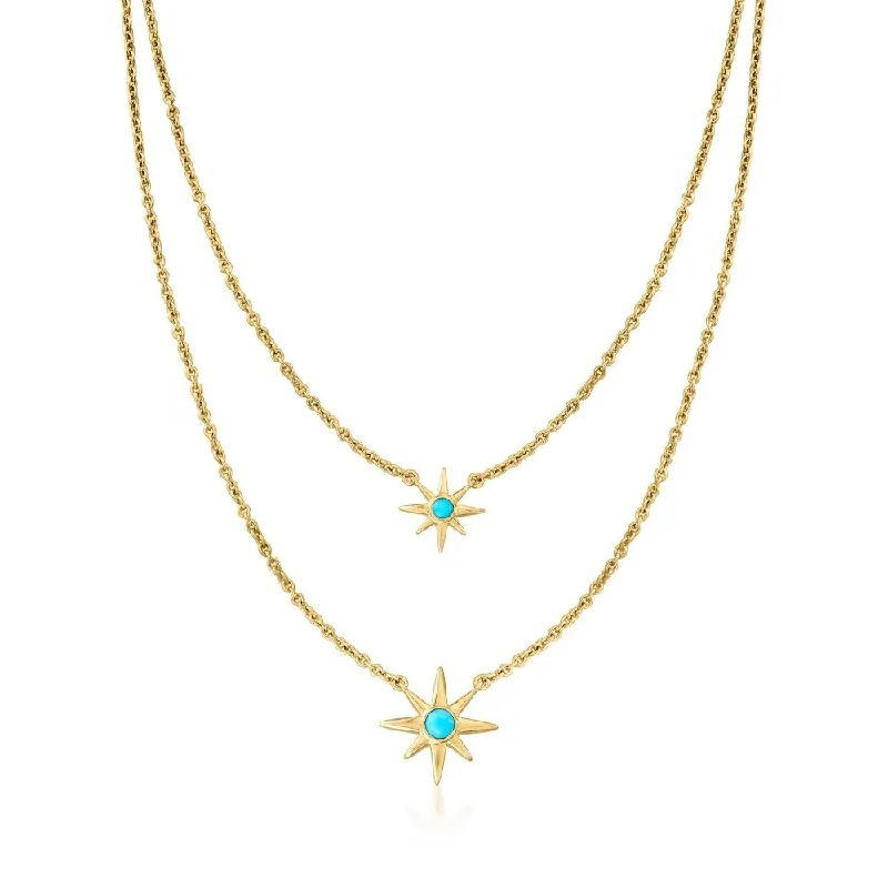 18k Yellow Gold Over Sterling Silver Sleeping Beauty Turquoise Gemstone Necklace