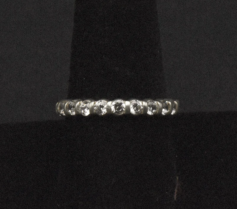 Diamonique - Vintage Sterling Silver Cubic Zirconia Infinity Band - Size 9