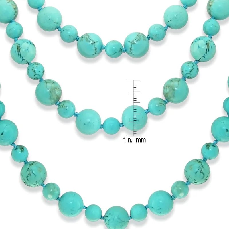 8mm and 12mm Howlite Turquoise Gemstones Endless Necklace 64-inch Length