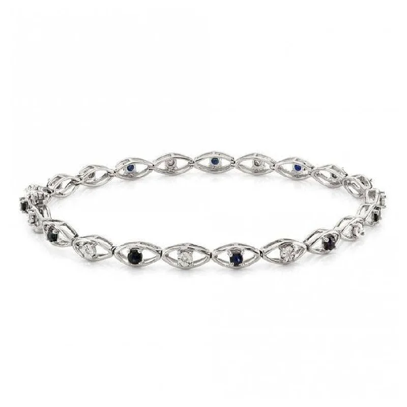 9ct White Gold Sapphire & Diamond Bracelet