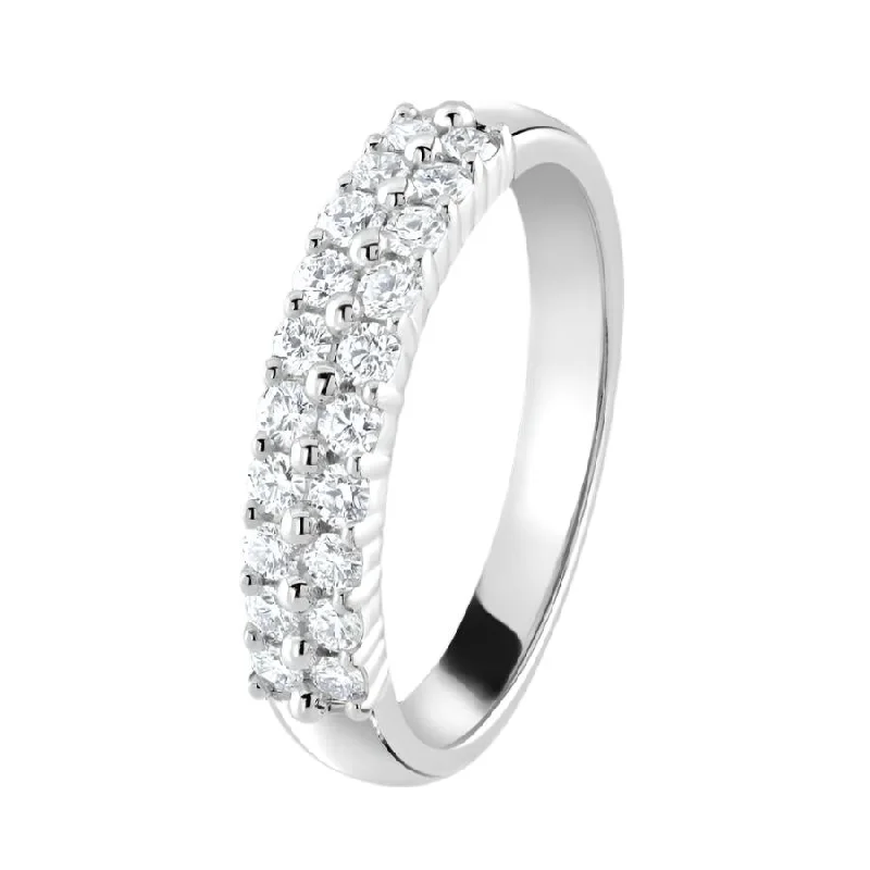 0.44ct 20-Round Brilliant Cut Diamond Claw Set 2-Row 18ct White Gold Eternity Band