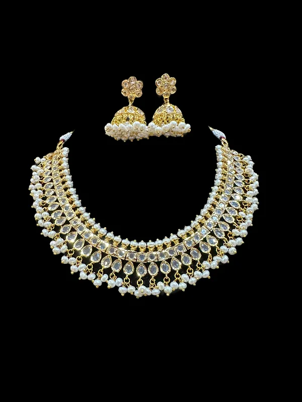 DNS17 Faiza necklace set in fresh water pearls    (SHIPS IN 4 WEEKS )