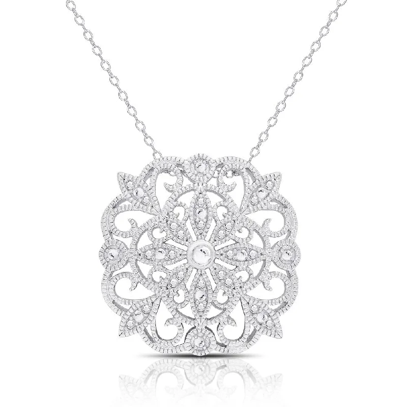 Finesque Silver Overlay Diamond Accent Necklace