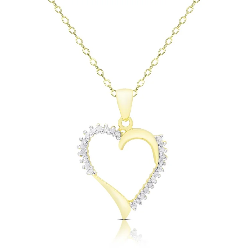 Finesque Gold Over Sterling Silver 1/8ct TDW Diamond Heart Necklace