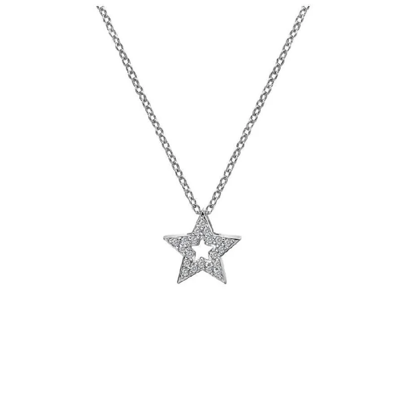 Silver Striking Star White Topaz Pendant & Chain