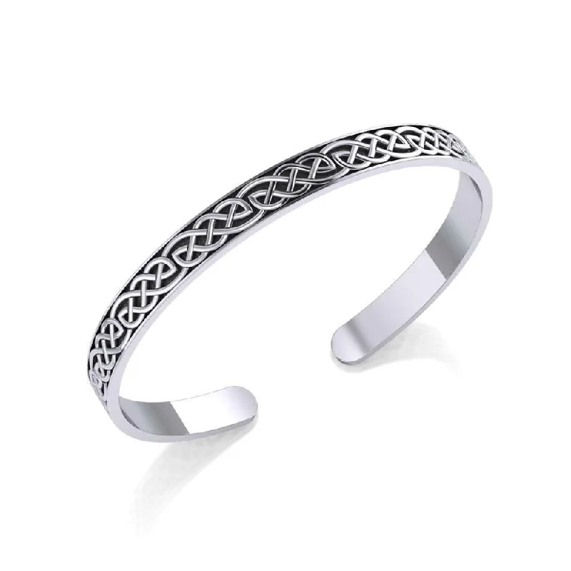 Eternity: the length of a life ~ Celtic Knotwork Sterling Silver Bangle Bracelet TBG061