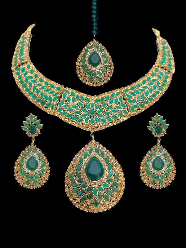 NS86 Rabeta necklace set- green   (READY TO SHIP)