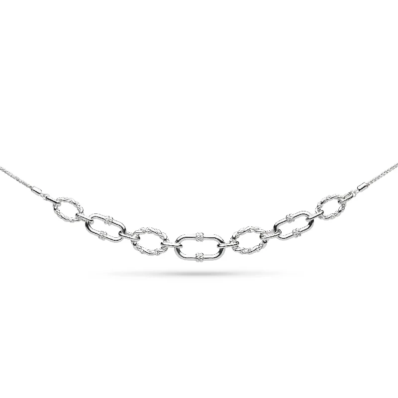 Silver Marina Rope Link Duo Graduated Chain 18" Necklet