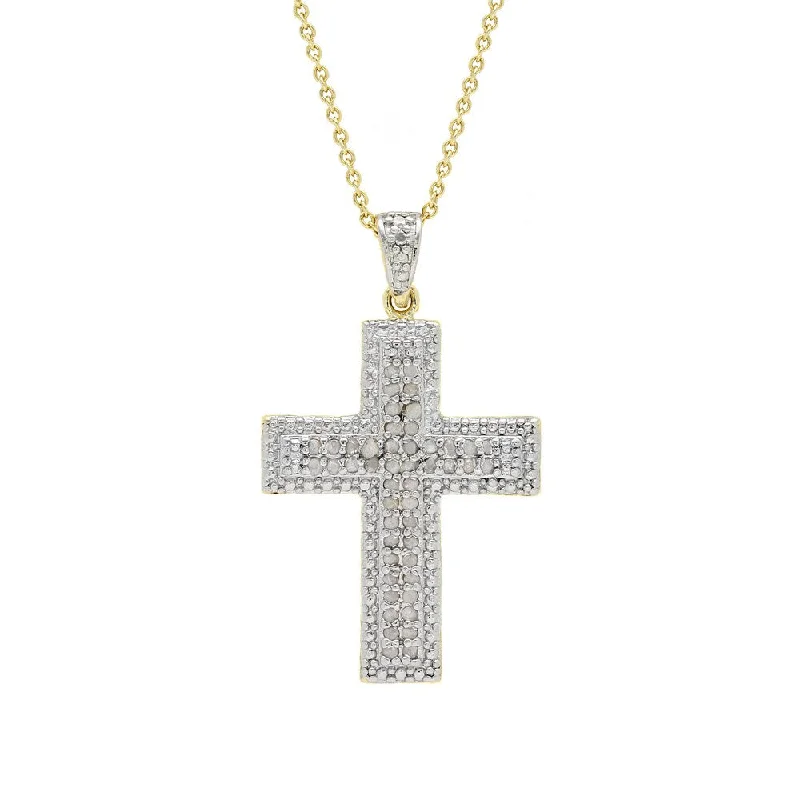 Finesque 18k Gold over Silver 1/2ct TDW Diamond Cross Necklace (I-J, I2-I3)