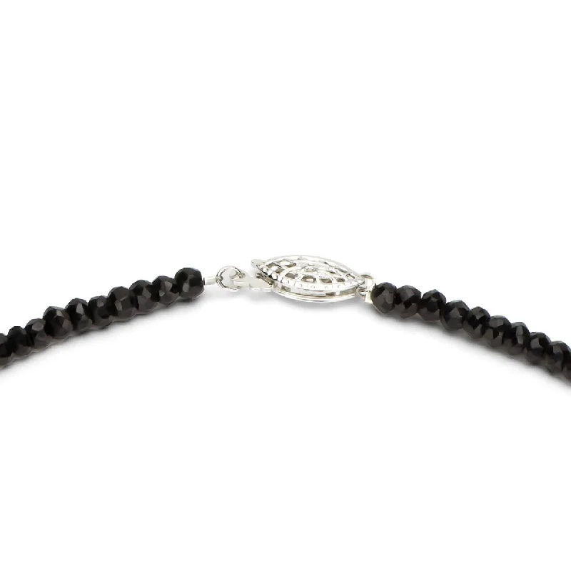 DaVonna Fancy Silver Black Onyx and Black Agate 16-inch Necklace