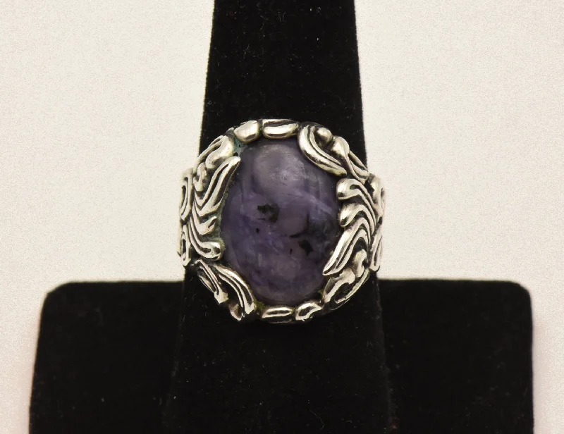 Carolyn Pollack - Stunning Vintage Charoite Sterling Silver Ring - Size 8